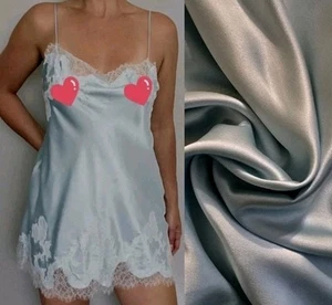 Camicia da notte vintage Victoria's Secret blu raso liquido blu babydoll! L - Foto 1 di 6