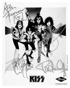 KISS 8x10 Autograph Photo Reprint - Ace, Gene, Paul and Peter Signed Collectible - Picture 1 of 5