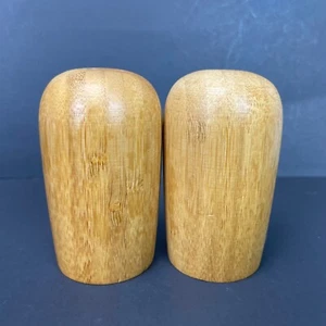 Vintage Wood Salt & Pepper Shakers Set Mid Century Modern Farmhouse Boho - Picture 1 of 7