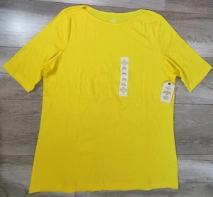 Camiseta St John’s Bay NUEVA CON ETIQUETAS Para Mujer Talla XXL Amarilla Verano Clásica Cuello Barco 100% Algodón - Imagen 1 de 13
