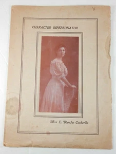Vintage Actor Character Impersonator Flyer Blanch Cockerille 1800's Entertainer - Picture 1 of 9