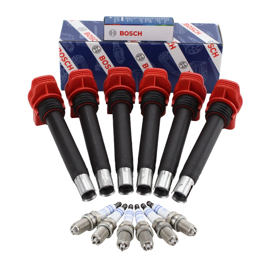 Bosch 6 Ignition Coils & 6 Nickel Spark Plugs Kit For Audi A4 A6 Quattro 3.2 Gas - Image 1 of 4
