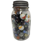 Vintage Jar of Marbles Large and Small Collection in Ball Jar