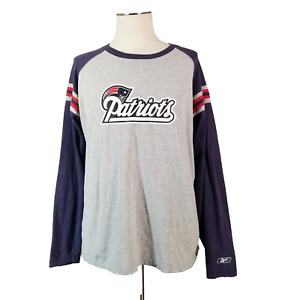 Reebok New England Patriots shirt men's XL extra large gray long sleeve retro