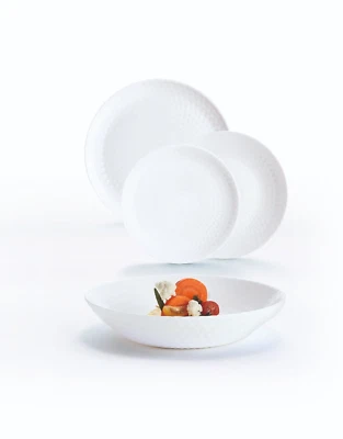 SET 18 PIATTI PAMPILLE BIANCO LUMINARC - SERVIZIO IN VETRO OPALE TEMPERATO