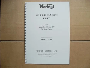 NORTON PARTS BOOK FOR DOMINATOR  88 AND 99 DELUXE TWINS 1956 MODELS - Picture 1 of 1