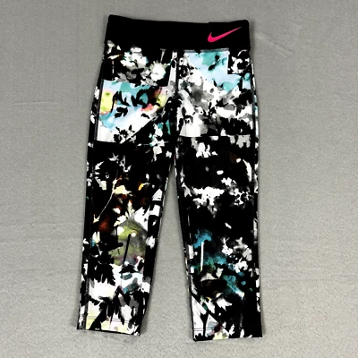 Nike Dri-FIT Niñas Floral Calce Ajustado Leggings AQ9186-010 Negro Talla Pequeña Foto 1 de 4