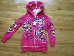 Beautees S Girls Pink Multi L/S Hooded Sweatshirt NWT Faux Fur CUTE! - Picture 1 of 3
