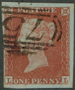 1841 1d Rosso Pl 160 LL 4m Fine Annullo '75' di BIRMINGHAM Ottimo Usato Cat.£40,00 - Foto 1 di 1
