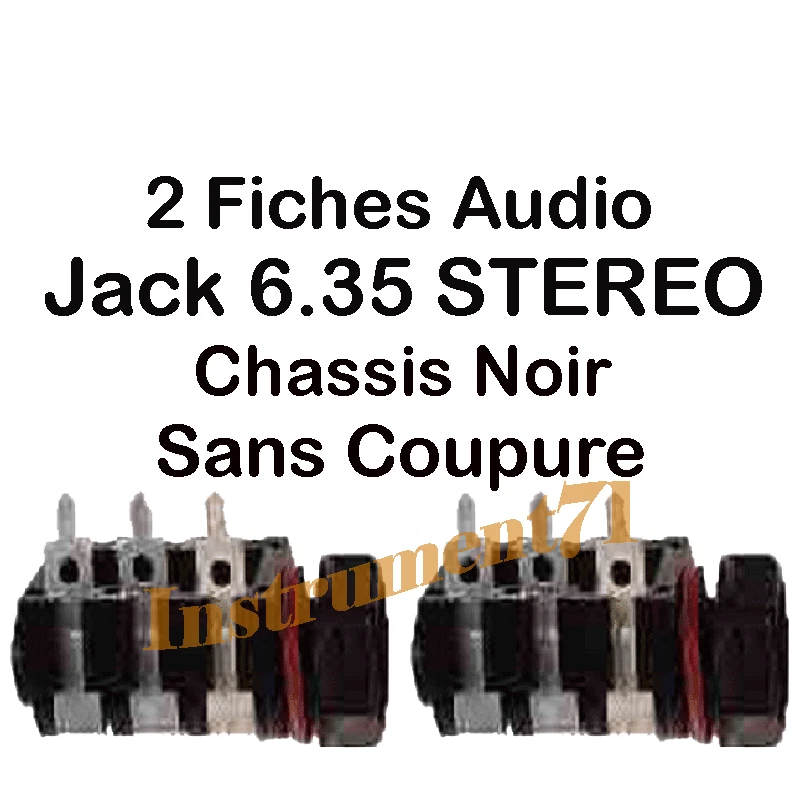 2 Fiches Jack 6,35 Femelle STEREO Chassis Capot Plastique SANS COUPURE - Photo 1/1