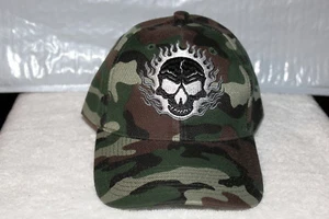 FLAMING SKULL FLAMES BASEBALL CAP ( CAMOUFLAGE ) - Picture 1 of 2