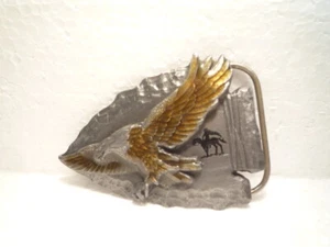 GREAT VINTAGE EAGLE BELT BUCKLE SISKIYOU 1988 SPIRIT OF AMERICAN INDIAN - Picture 1 of 7