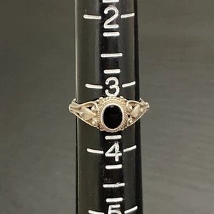 Vintage Black Onyx Sterling Silver Child Ring Size 3.5 - Picture 1 of 10