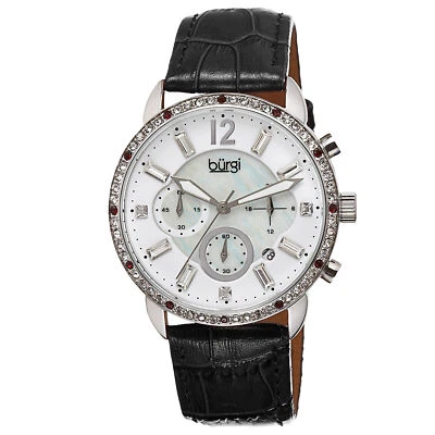Новые женские Burgi BUR089BK кристалл хронограф черный натуральной кожи ремень - Изображение 1 из 4