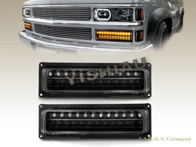 88-98 CHEVY / GMC C10 TAMAÑO COMPLETO LUCES DE PARACHOQUES NEGRAS LÁMPARAS DE SEÑAL DE ESTACIONAMIENTO Foto 1 de 4