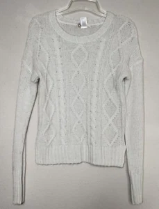 SO Girls Cable Knit White Sweater - Size: M - Picture 1 of 2