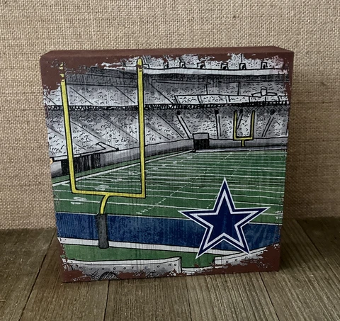 Dallas Cowboys Football Home Decor Man Cave Room Decor Wood Block Painting Cover