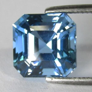 11.80Cts Sparkling Natural London Blue Topaz 12mm Asscher Cut Loose Gemstone - Picture 1 of 4