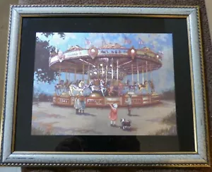 Carosel Foil Print, matted, framed, glass 9 x 11" - Picture 1 of 3
