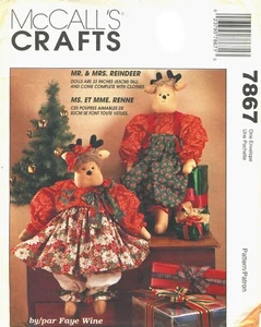 Muñecas de reno McCalls 7867 Mr. & Mrs. patrón de costura artesanal de Navidad sin cortar - Imagen 1 de 2