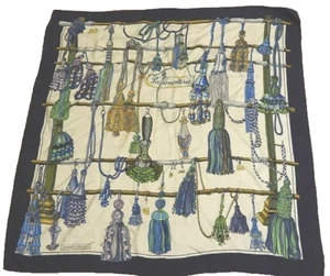 Hermes Carre 90 PASEMENTERIE Navy Silk Scarf Tags No Box Used. - Picture 1 of 4