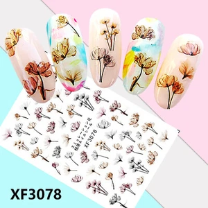Nail Art 3D Decal Stickers beautiful pink gray blooming flower XF3078 - Picture 1 of 2
