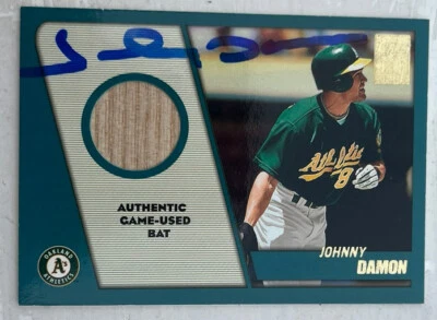 JOHNNY DAMON 2001 Topps Game Used Bat Baseball Card AUTO Autograph - Image 1 of 2