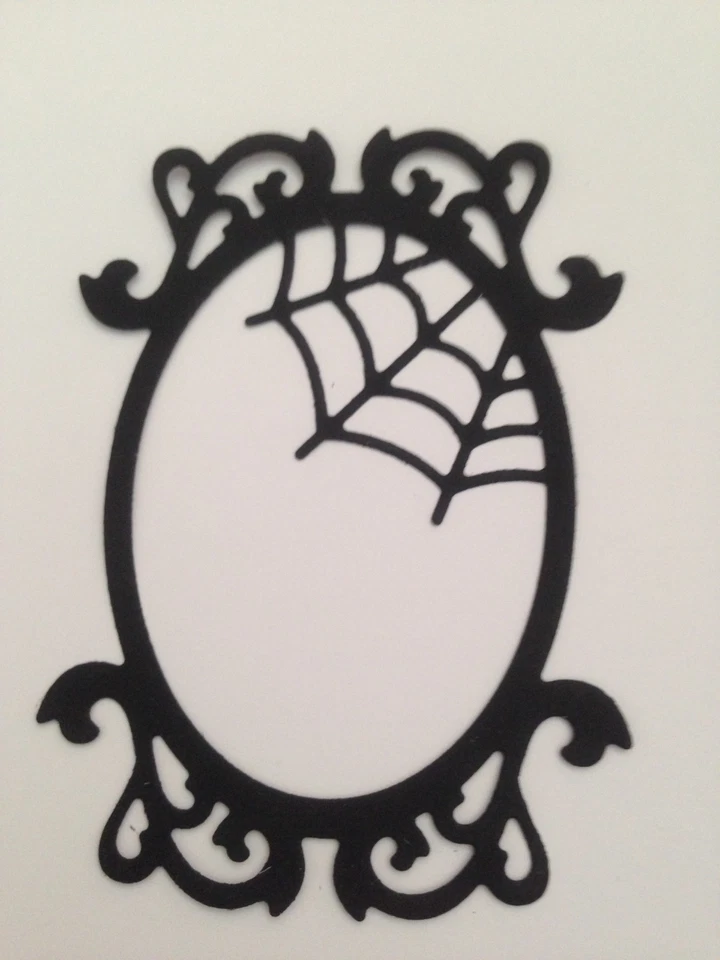 Enfeites de teia de aranha com moldura oval 6 peças cartão preto estoque 4" X 3" - Imagem 1 de 1