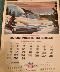 VINTAGE 1969 UNION PACIFIC CALENDAR CELEBRATING 100TH ANNIVERSARY OF TRANSCON RR - Picture 1 of 1