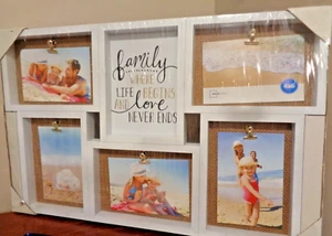 Mainstays 22" X 14" Burlap Clip 5-Opening Sentiment Collage Frame Family Love - Picture 1 of 16
