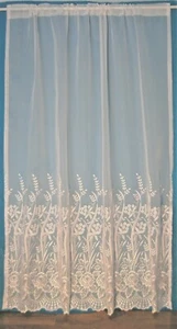 ROSEMARY A PLAIN WHITE VOILE WITH A DEEP 26" EMBROIDERED BASE NET CURTAIN PANEL - Picture 1 of 2