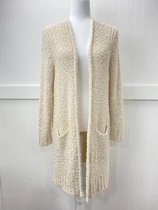 Massimo Dutti Sweater Small Beige Cardigan Long Open Duster Coastal Contemporary - Picture 1 of 10