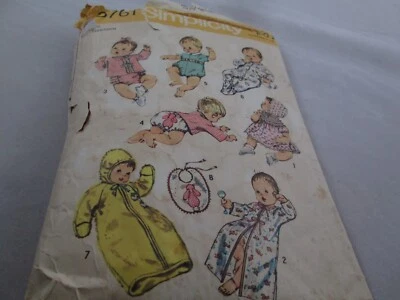 Baby Clothing Sewing Pattern 1970s Era Bonnet Gowns Sacks Bibs Retro Vintage - Image 1 of 4