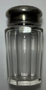 ZUCCHERO SHAKER vintage in vetro taglio antico con TOP IN METALLO JB VMS con MARCHIO - Foto 1 di 15