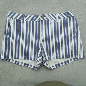 a.n.a Shorts Women's 8 Blue White Striped Cotton-Blend Chino Flat-Front Stretch - Picture 1 of 11