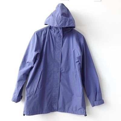 LL Bean Jacket Women Medium Blue Hooded Packable Windbreaker Water Switchback - Image 1 of 4