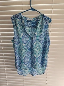 Damen-Tanktop Größe Large, violett + Claire blau & weiß ärmellos Hi-Low - Bild 1 von 3