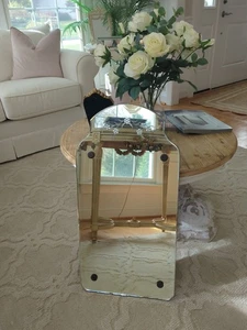 Antiguo espejo de pared rectangular grabado corte floral Art Deco biselado Trumeau  - Imagen 1 de 8