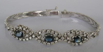 Armband mit Safire Saphire Brillanten Diamanten 18 Kt. 750 Weiß Gold 18 cm  - Bild 1 von 4