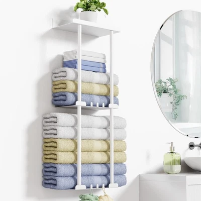 Handtuchhalter Handtuchregal Selbstklebend Badezimmer Ohne Bohren Weiß74x30x16cm - Bild 1 von 4