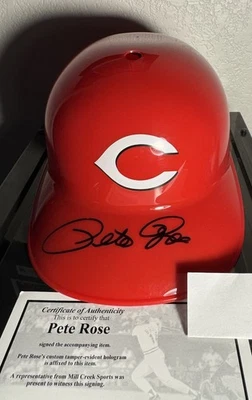 PETE ROSE Signed Autographed Cincinnati Reds Replica Batting Helmet Hologram - Image 1 of 2