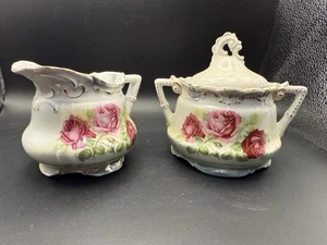 Set panna e zucchero austriaco rose rosa vintage - Foto 1 di 4
