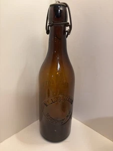 SELTENE 1880er MILLS O'BRIAN WAVERLY TIOGA COUNTY NEW YORK BLOB BERNSTEINFARBENE BIERFLASCHE - Bild 1 von 10