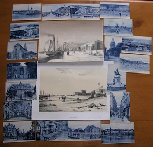 Boulogne sur Mer. 2 Lithographies de Ferdinand Perrot. + CPA. 1840. - Picture 1 of 3