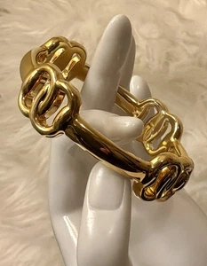 Vintage Milor Italy 14K Yellow Gold  Resin Bangle Bracket 17.3 Gram Wt - Picture 1 of 18