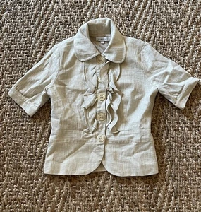 2 Anthropologie Liquid Sparkle Linen Cotton Jacket Blazer - Picture 1 of 5