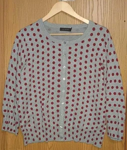The Limited Cardigan con bottoni donna taglia XL grigio con poka pois rossi lungo... - Foto 1 di 7