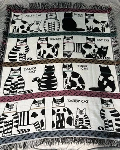 "Manta de algodón tapiz de colección años 80 Crown Crafts Pat Meyers gatos EE. UU. 55x45""" - Imagen 1 de 5