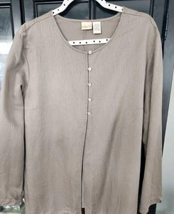 Linden Hill Tunika Damen XL taupe geknöpft 100% Seide. Karriere - Bild 1 von 9