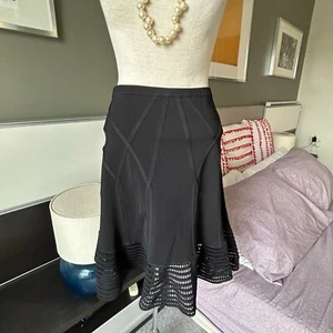 * Diane Von Furstenberg DVF Black Samara Flare Crochet Hem Skirt MEDIUM - Picture 1 of 9
